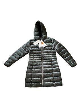 Save the Duck Women's Hooded Quilted Puffer Parka Coat Olive Green Size XL
